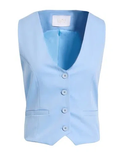 Lokita Milano Woman Tailored Vest Light Blue Size M Polyester, Viscose, Elastane