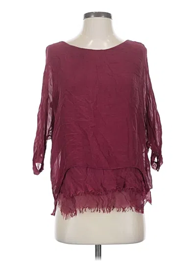 Pre-owned Lola 3/4 Sleeve Blouse In Burgundy