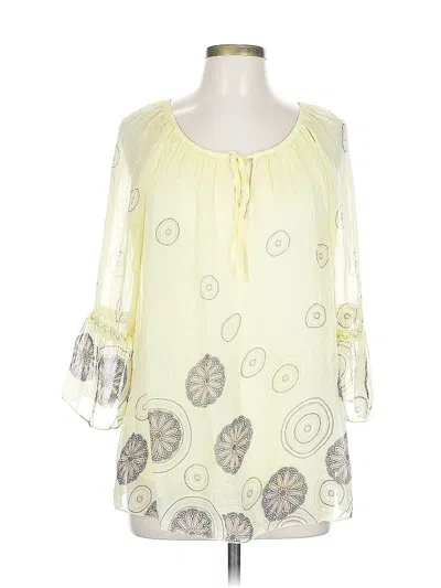Pre-owned Lola 3/4 Sleeve Blouse In Yellow
