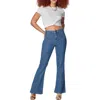 LOLA ALICE WOMENS RAW HEM DENIM FLARED JEANS