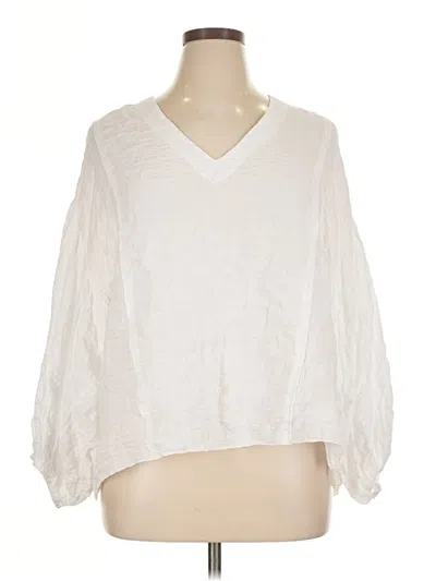 Pre-owned Lola And Sophie 3/4 Sleeve Blouse In White