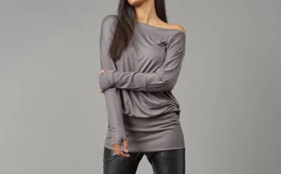 Lola And Sophie Banded Bottom Tunic In Steel In Blue