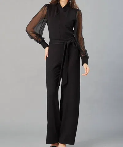 Lola And Sophie Belted Ponte Pant In Black