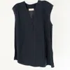 Lola And Sophie Black Sleeveless Lola Sophie Tunic Blouse - Lightweight V-neck Longline Top In Blue