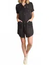 Lola And Sophie Cupro Linen Denim Dress In Charcoal In Black