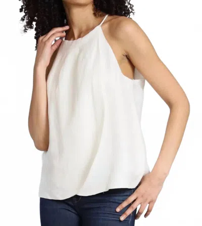 Lola And Sophie Cupro Linen Halter Top In White