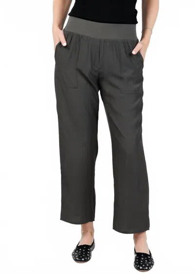 Lola And Sophie D Satin Crop Pants In Dark Olive In Black