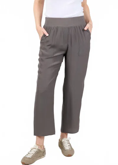 Lola And Sophie D Satin Crop Pants In Steel In Gray
