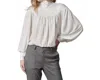 Lola And Sophie Double Georgette Turtleneck Blouse In Eggshell White In White