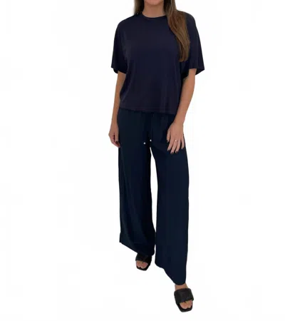 Lola And Sophie Double Waistband Pants In Night Watch In Blue