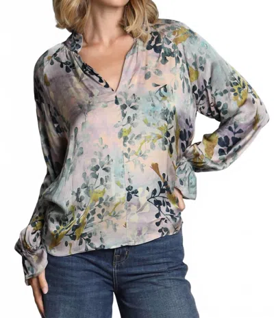 Lola And Sophie Garden Peasant Top In Plum In Pink