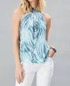 Lola And Sophie Gathered Halter Top In Blue In Blue