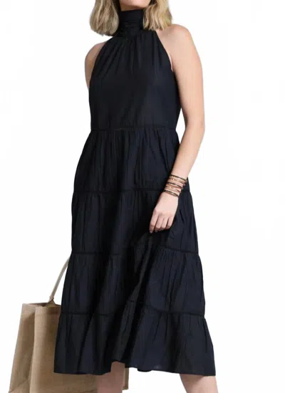 Lola And Sophie Halter Tiered Maxi Dress In Black