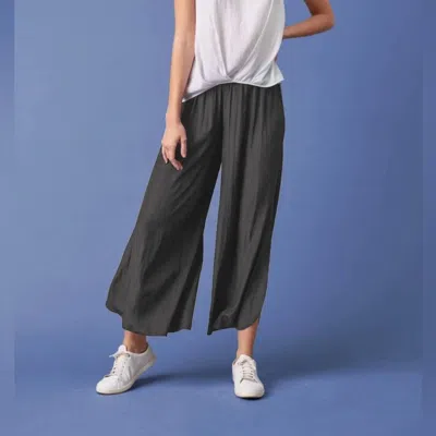 Lola And Sophie Jersey Waistband Wide Leg Pants In Steel In Black