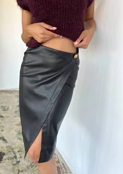 Lola And Sophie Lenny Vegan Leather Pencil Skirt In Black