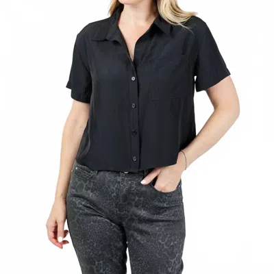 Lola And Sophie Lexi Satin Crop Shirt In Black