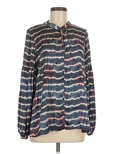 Pre-owned Lola And Sophie Long Sleeve Blouse In Blue