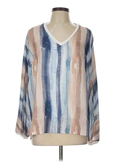 Pre-owned Lola And Sophie Long Sleeve Blouse In Tan