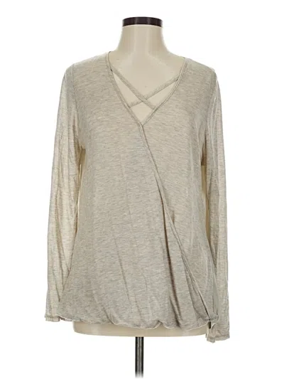 Pre-owned Lola And Sophie Long Sleeve Top Gray V Neck Tops