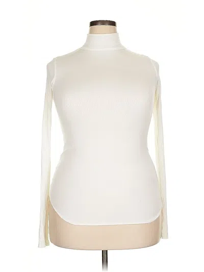 Pre-owned Lola And Sophie Long Sleeve Top Ivory Turtleneck Tops In White