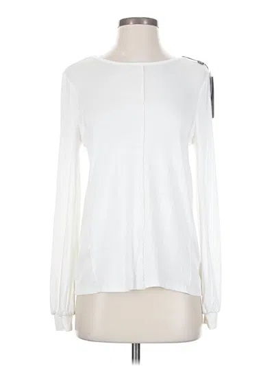Pre-owned Lola And Sophie Long Sleeve Top White Keyhole Neckline Tops