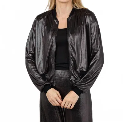 Lola And Sophie Metallic Dot Bomber Jacket In Black