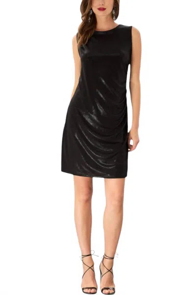 Lola And Sophie Metallic Jersey Fitted Dress In Black