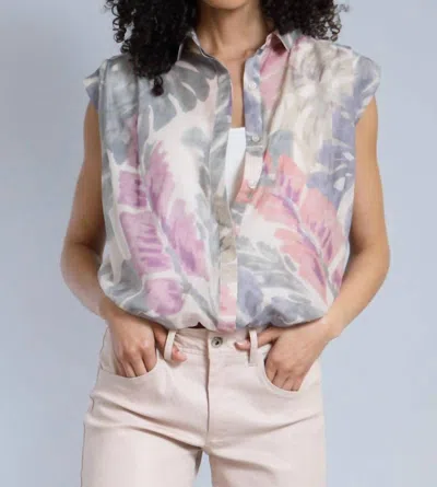 Lola And Sophie Palm Leaf Top In Beige In Nude