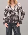 Lola And Sophie Pixel Roses Liz Top In Black Multi In Multi