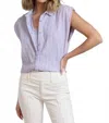 Lola And Sophie Pleated Shoulder Top In Zen Blue In Purple