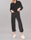 Lola And Sophie Ponte Cargo Jogger In Black