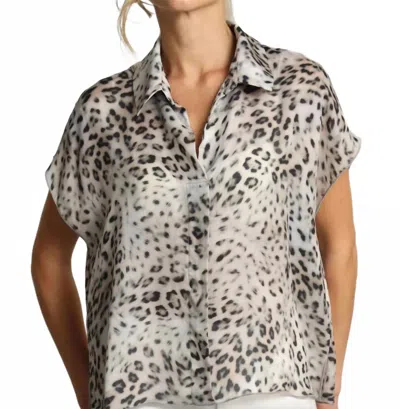 Lola And Sophie Relaxed Boxy Top In Grey Leopard In Animal Print