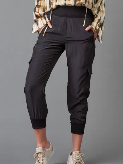 Lola And Sophie Satin Cargo Pocket Pant In Black
