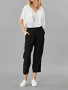 Lola And Sophie Satin Cropped Jogger Pant In Black In Black