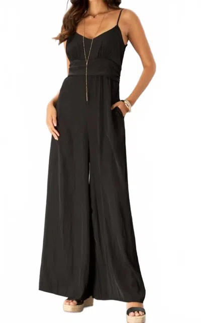 Lola And Sophie Satin Fitted Jumpsuit In Black In Multi