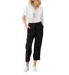 Lola And Sophie Satin Cropped Jogger Pant In Black