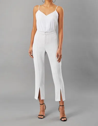 Lola And Sophie Scuba Slit Hem Trouser In Light Silver In Multi