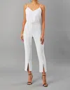 Lola And Sophie Scuba Slit Hem Trouser In Light Silver In White