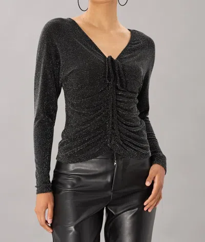 Lola And Sophie Shimmer Scrunch Top In Black