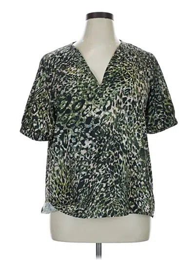 Pre-owned Lola And Sophie Short Sleeve Blouse In Green