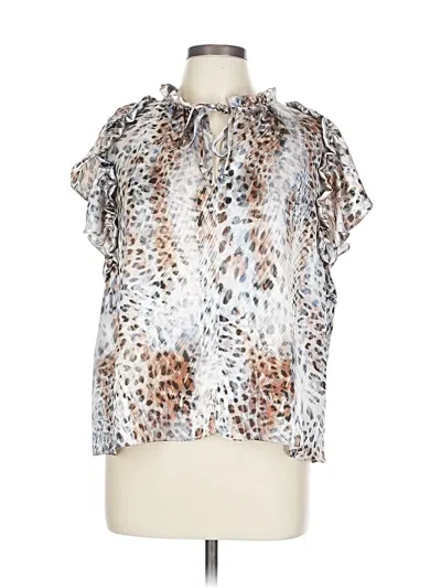 Pre-owned Lola And Sophie Short Sleeve Blouse In Silver