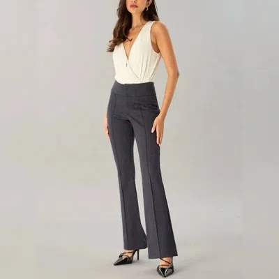 Lola And Sophie Smart Twill Fit & Flare Pant In Black In Gray