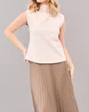 Lola And Sophie Sporty Neoprene Drape Neck Top In Bone In Beige