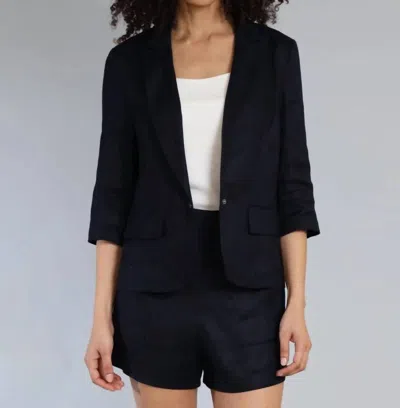 Lola And Sophie Stretch Linen Twill Blazer In Navy