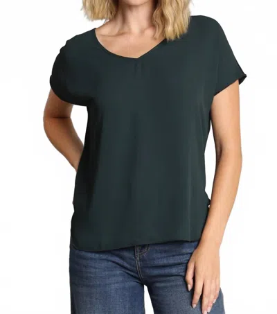 Lola And Sophie V-neck Drop Shoulder Top In Forest In Green