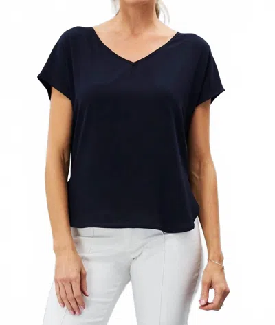 Lola And Sophie V-neck Drop Shoulder Top In Nightwatch In Animal Print