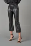 Lola And Sophie Vegan Leather Cropped Pant In Black In Black