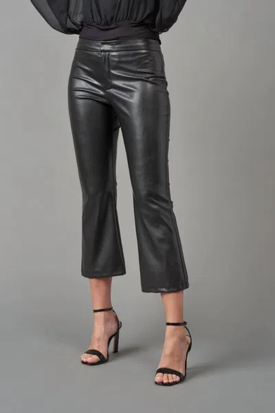 Lola And Sophie Vegan Leather Cropped Pant In Black