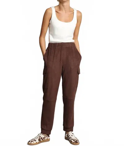 Lola And Sophie Vegan Suede Cargo Pant In Coco In Brown