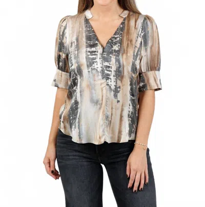 Lola And Sophie Venetian Blouse In Charcoal In Neutral